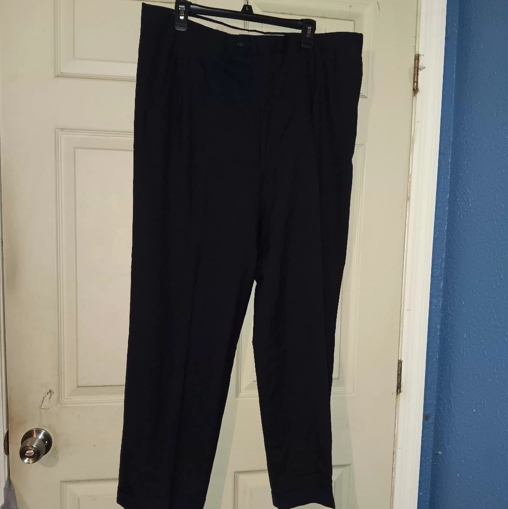 Vintage Burberrys Mens Navy Slacks 38X28 100% Woll Cuffed Bottoms Dry Clean Only